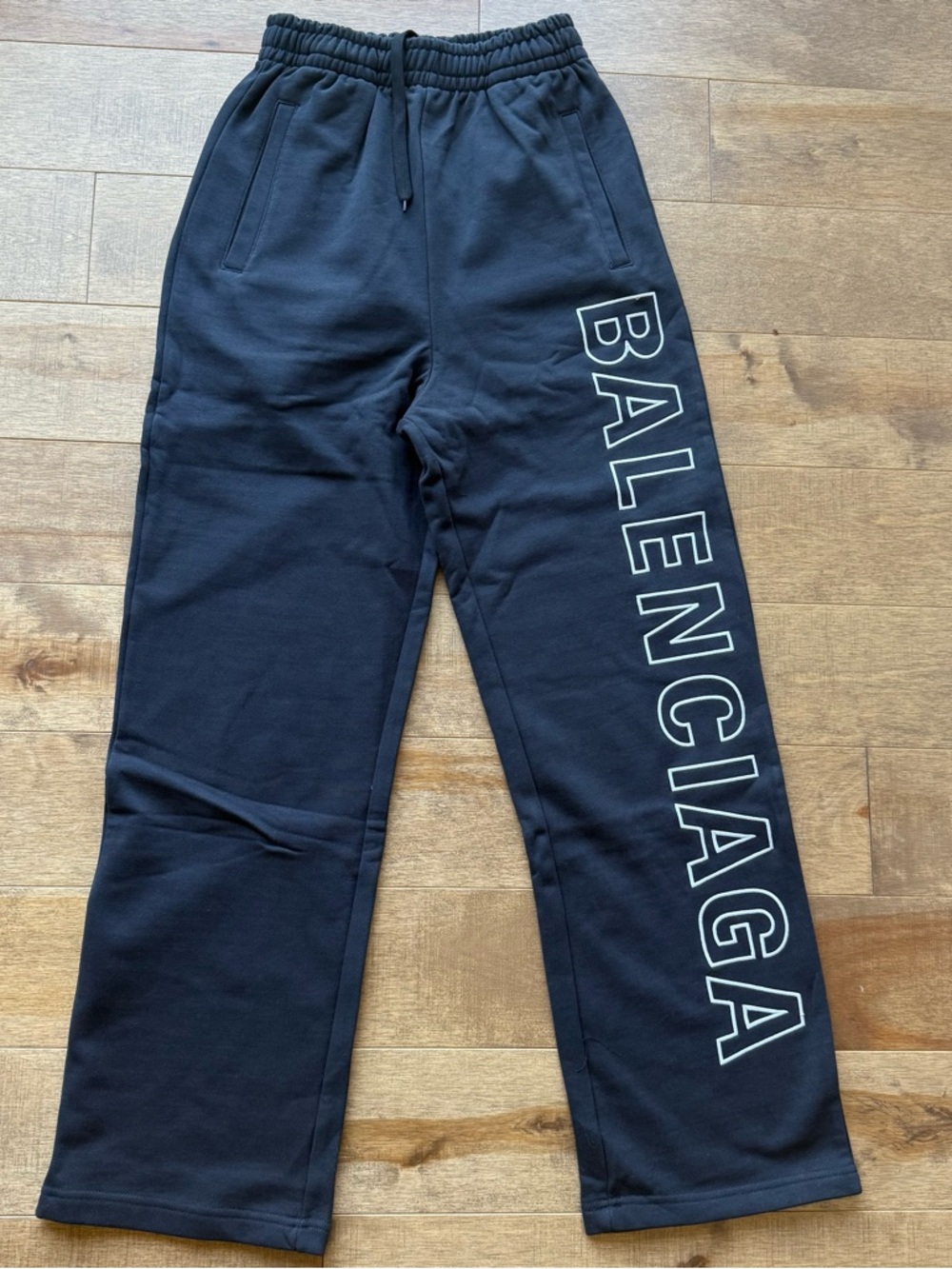 Balenciaga Black Sweatpants with White Side Logo